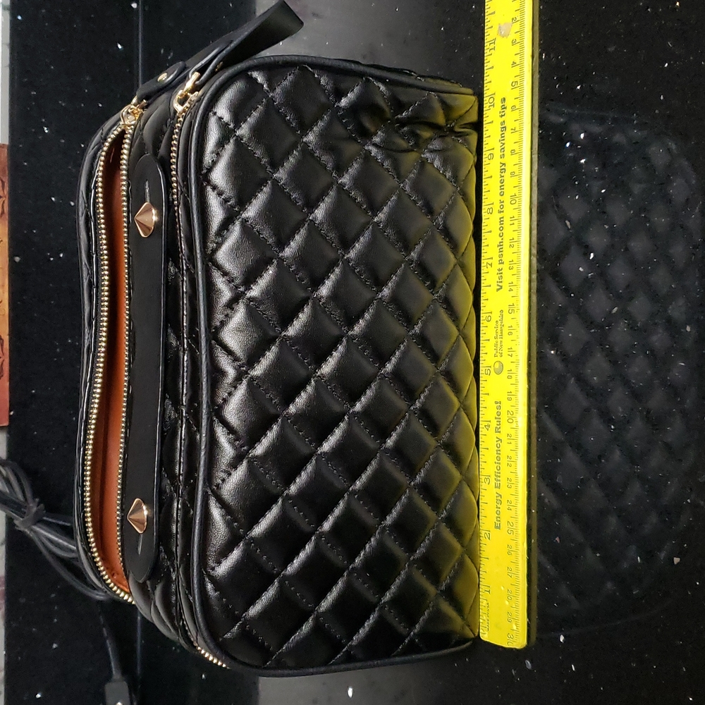3X HOST PICK. NIP Black Leather Cosmetic Bag with 2nd Smaller Bag Inside - Picture 2 of 4